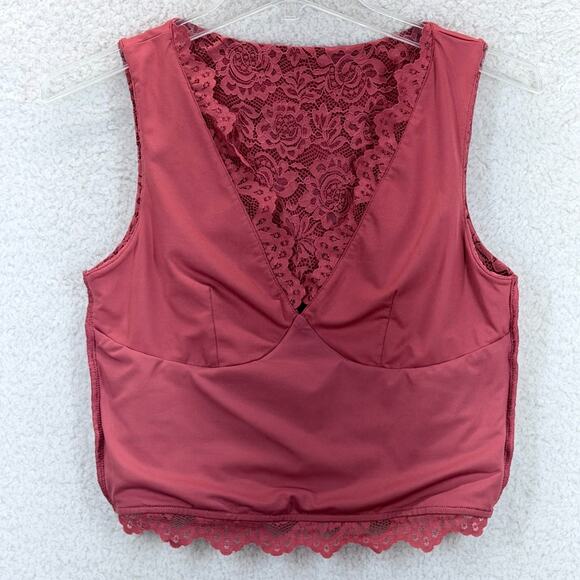 Reoria Lace Trim Top Women Sze M V Neck Sleeveless Crop Top Floral Y2K Going Out - Picture 4 of 11